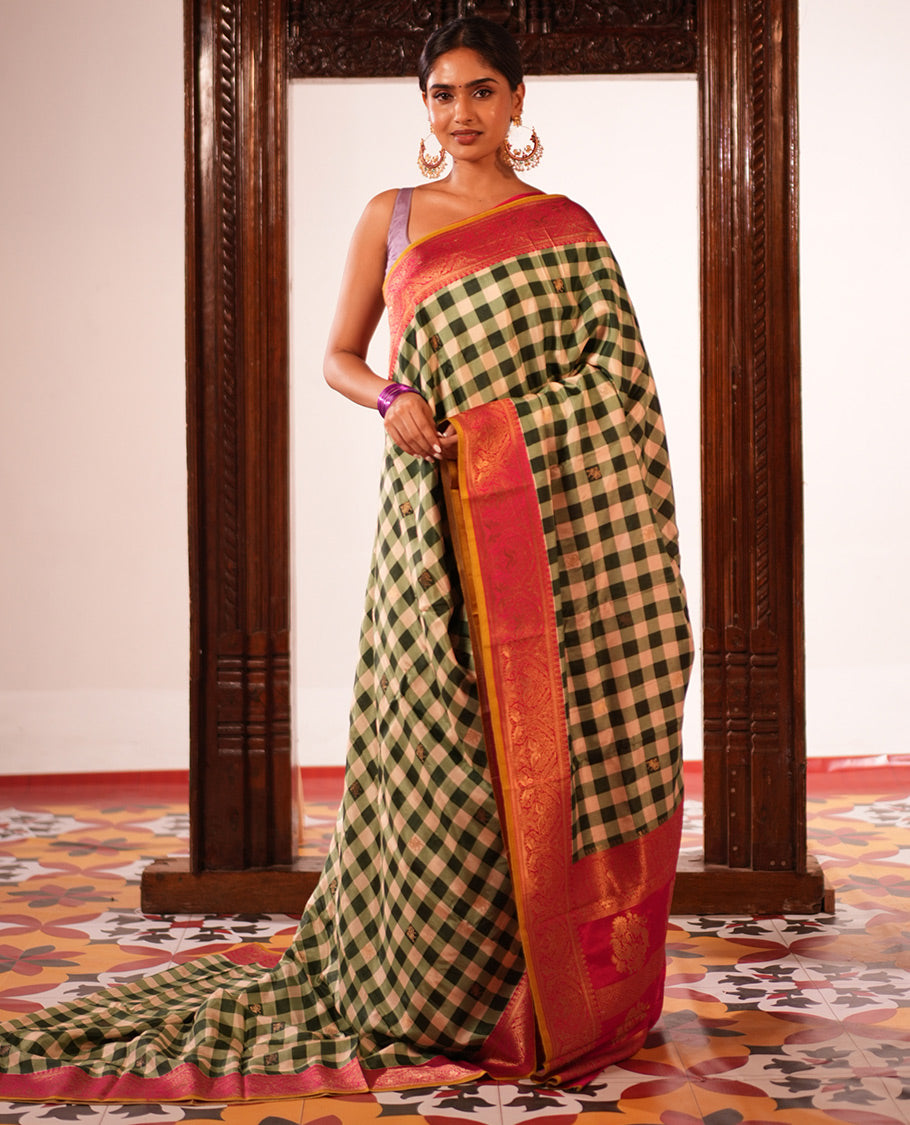 Bottle Green Fancy Mysore Silk Saree