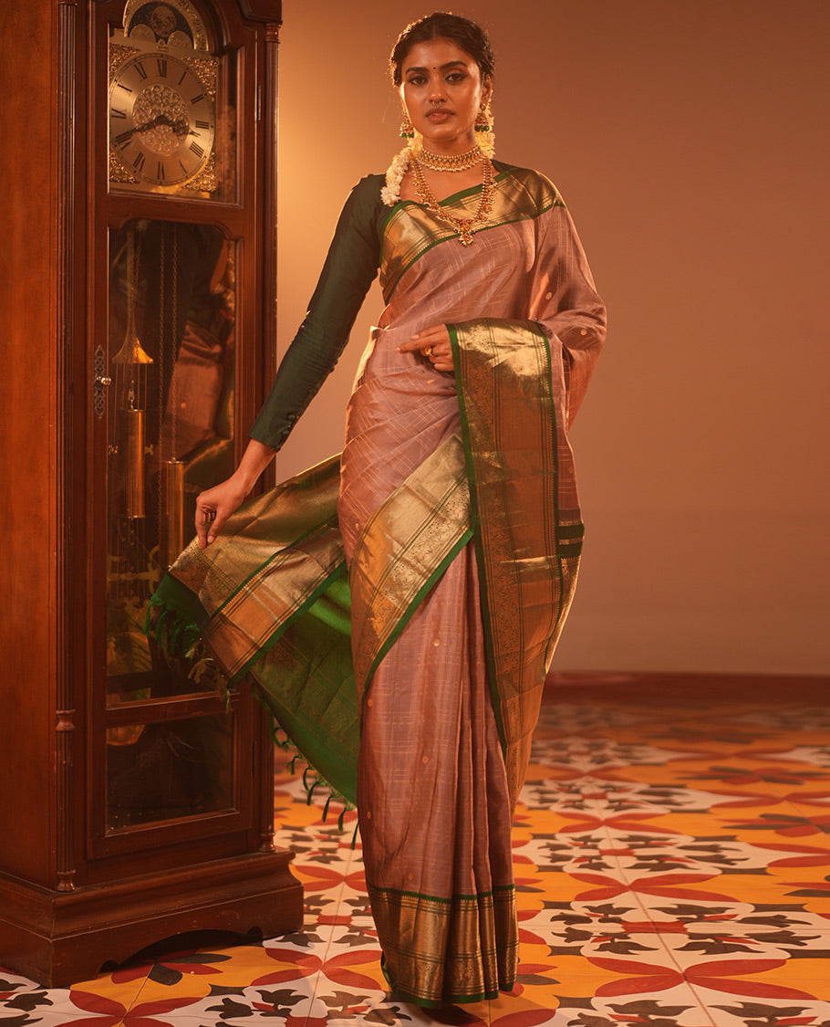 Light-Chocolate-Green Vasundhara Silk Saree