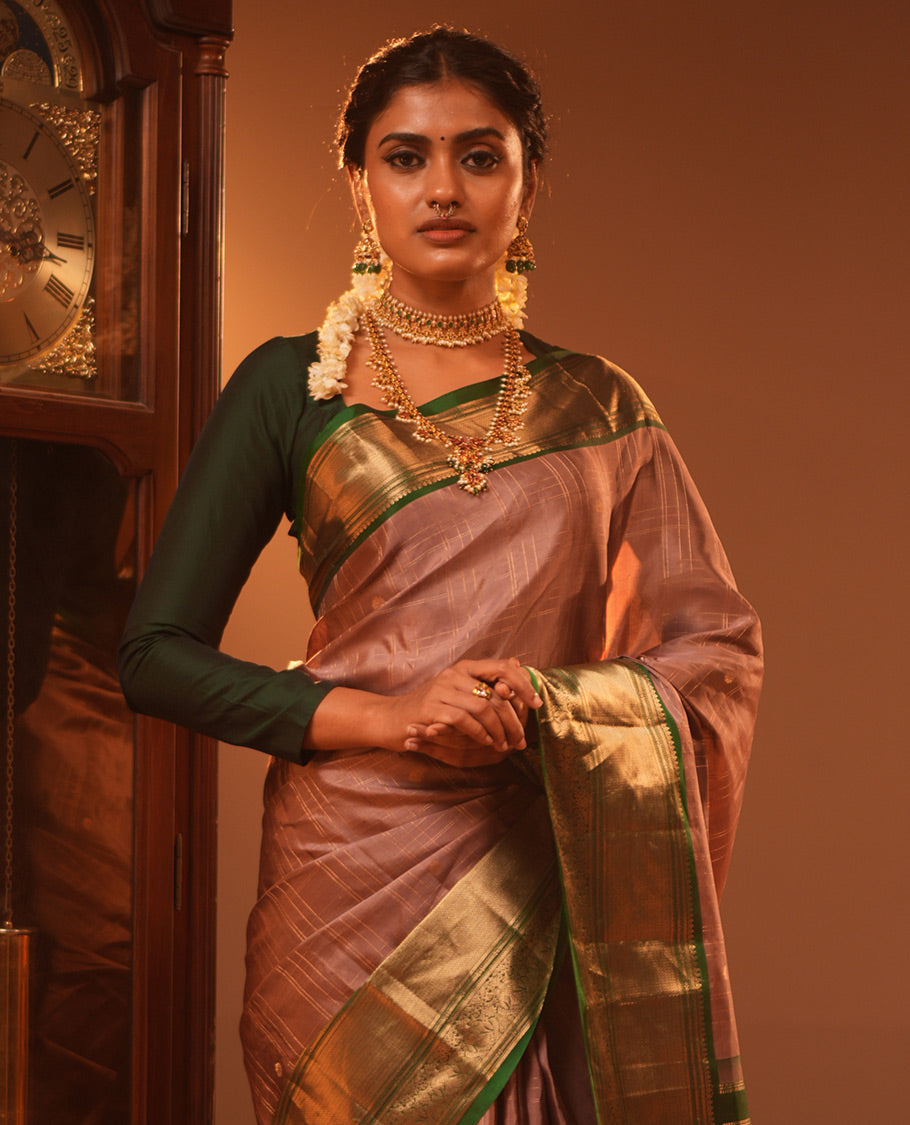 Light-Chocolate-Green Vasundhara Silk Saree