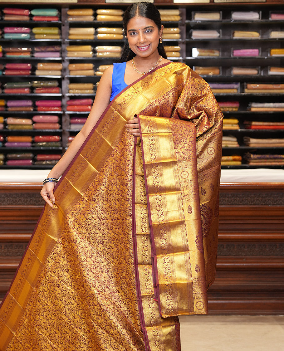 Maroon Budget Silk Saree, Decked Up with Jacquard Design, a Zari Border, Grand Pallu, and a Matching Blouse