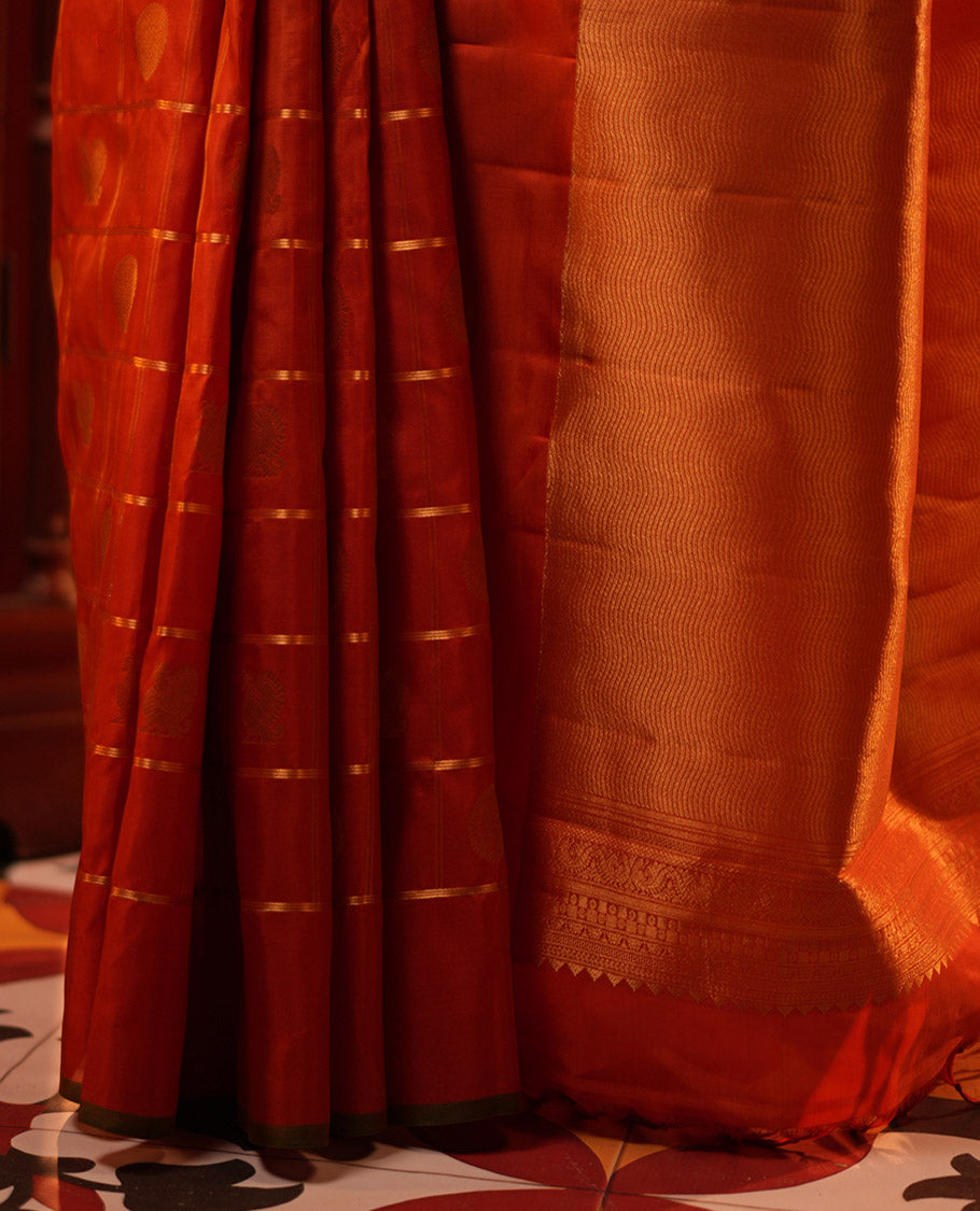 Rust Orange Vasundhara Lite Silk Mix Saree
