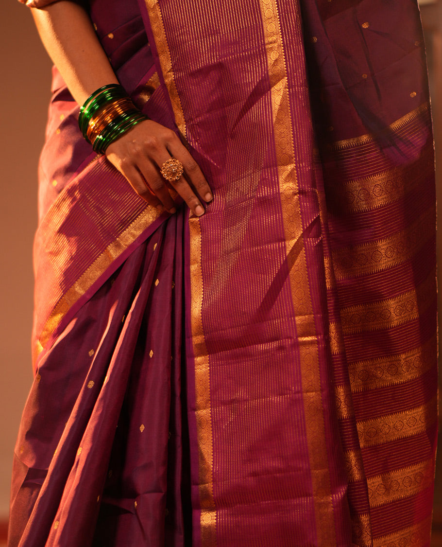 Wine-Magenta Vasundhara Silk Saree