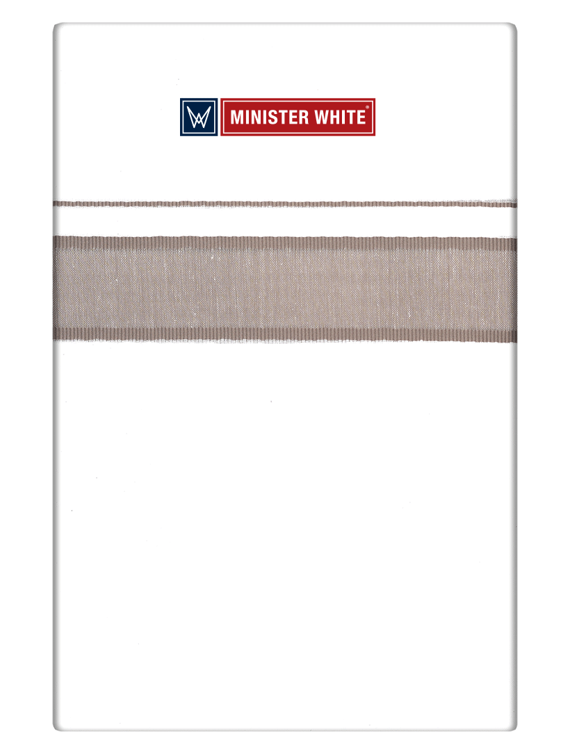 Men's Cotton White Double Layered Dhoti with Light Brown Fancy Kara - Malabar Star