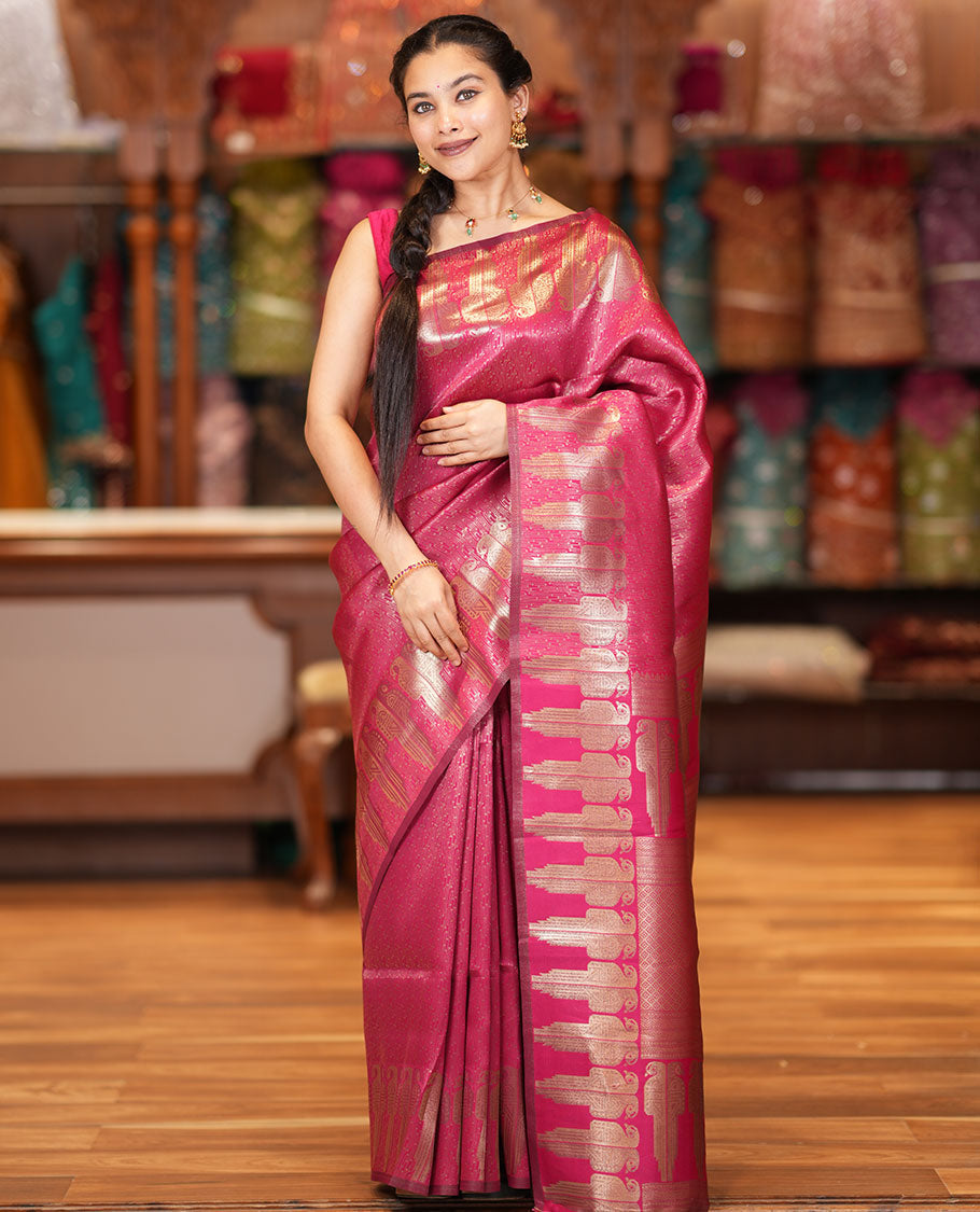 Rani Pink Jacquard Litchi Saree