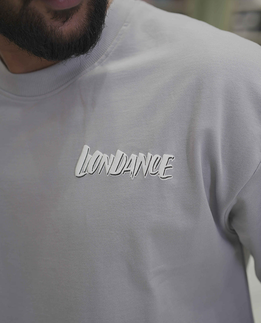 Grey Cotton-Blended Oversized T-Shirt, Elevated with Multi-Color Funky Motifs Front and Back Print, Comes with a Crew-Neck, Half-Sleeves, and Long Length