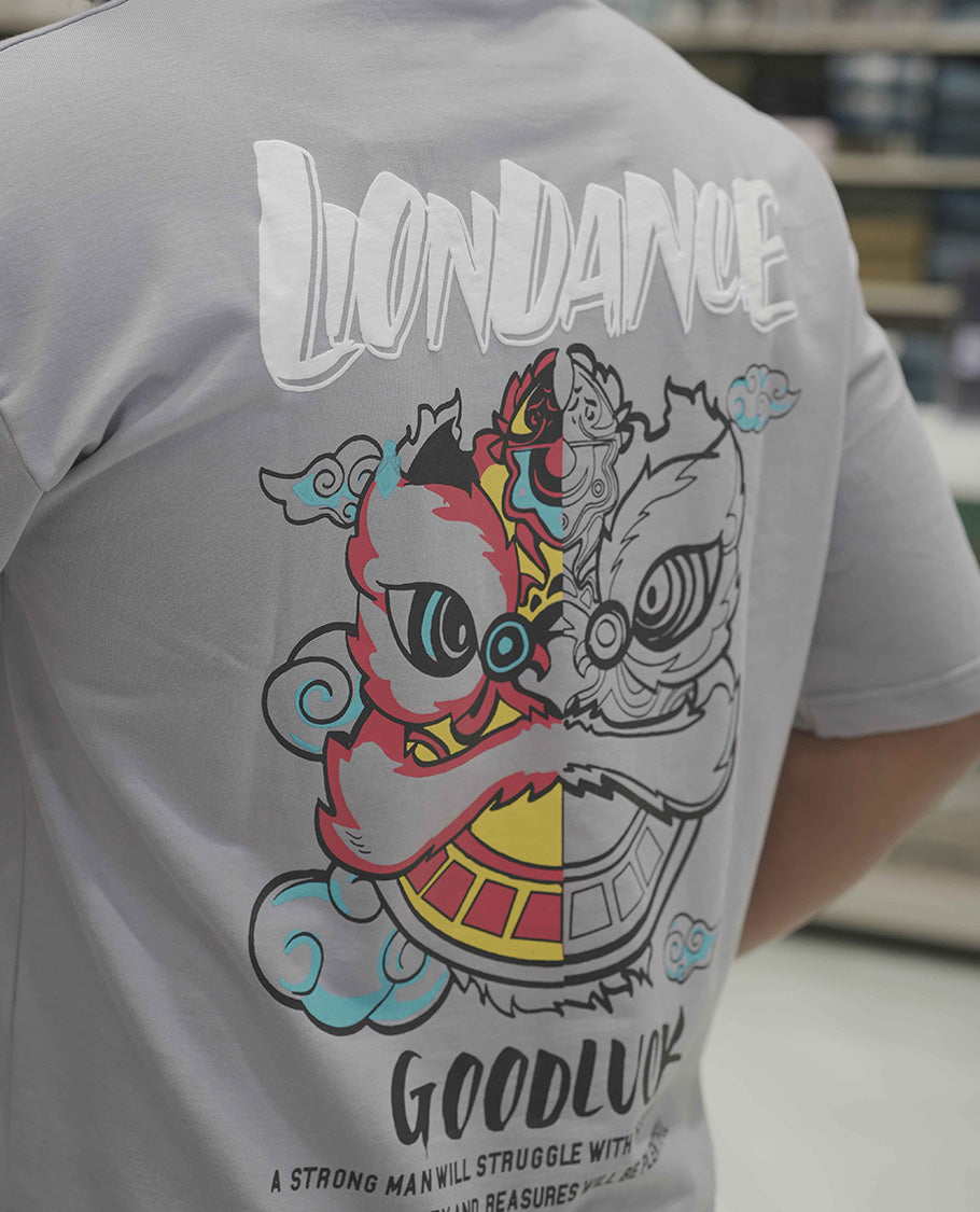 Grey Cotton-Blended Oversized T-Shirt, Elevated with Multi-Color Funky Motifs Front and Back Print, Comes with a Crew-Neck, Half-Sleeves, and Long Length