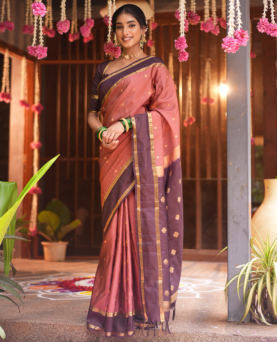 Rust Brown Vasundhara Lite Silk Mix Saree