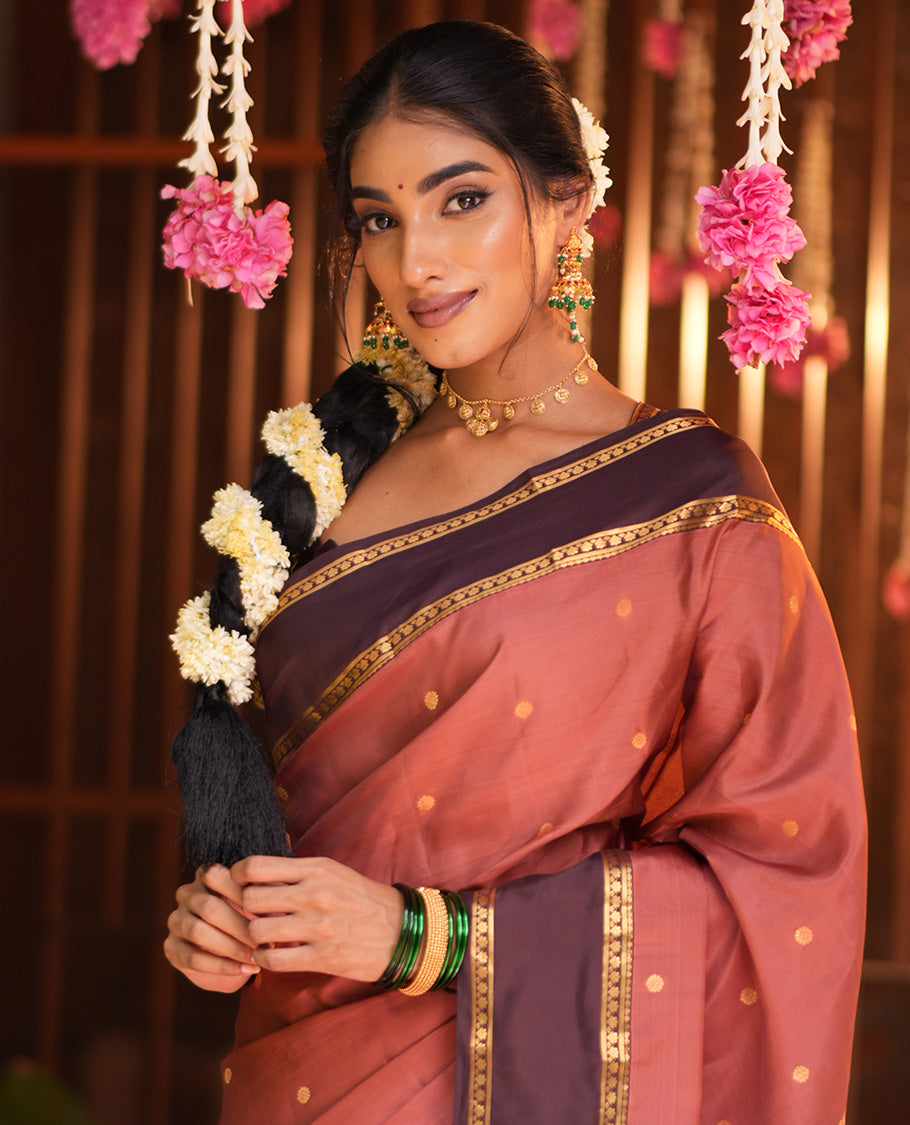 Rust Brown Vasundhara Lite Silk Mix Saree
