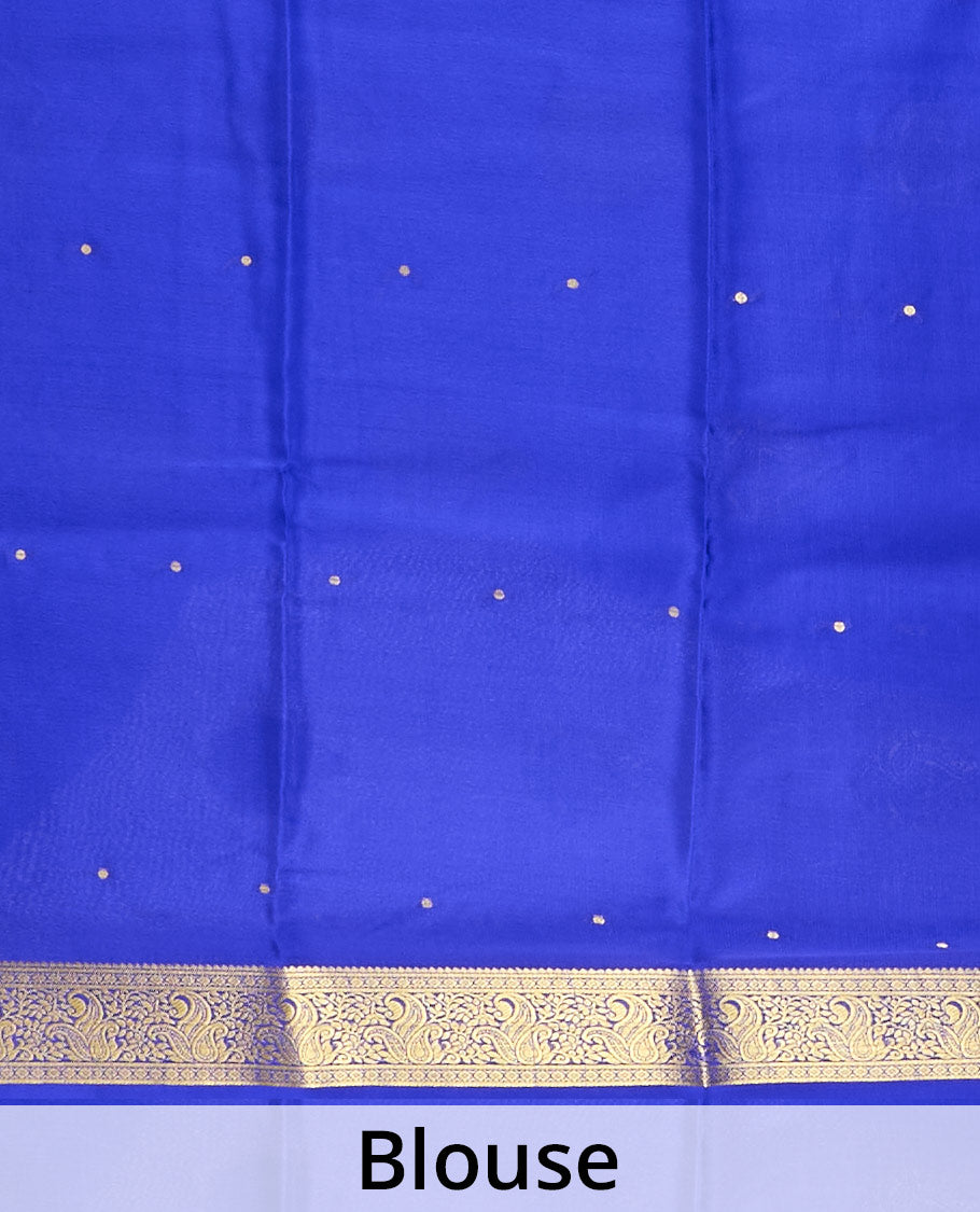 Rosemilk pink zari buttas Mysore silk saree, contrast paisley motifs woven zari border & pallu of zari motifs (Copy)