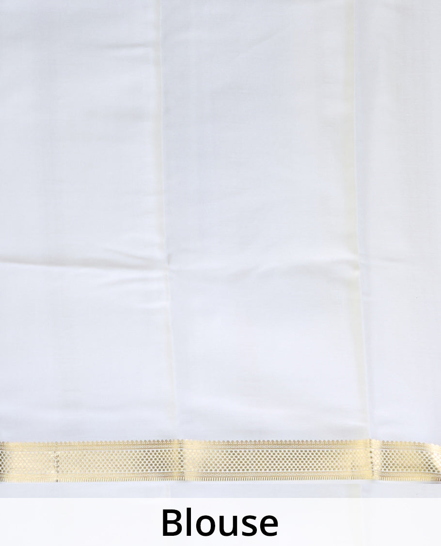Grey plain Mysore silk saree, contrast golden zari border woven in traditional motifs & zari striped pallu
