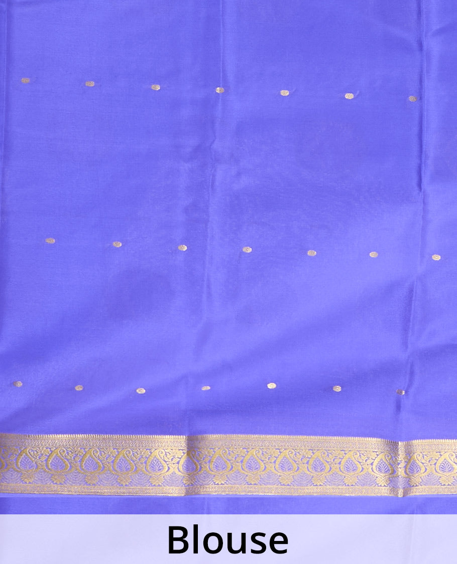 Cream zari buttas Mysore silk saree, contrast zari border woven in traditional motifs & zari buttas pallu