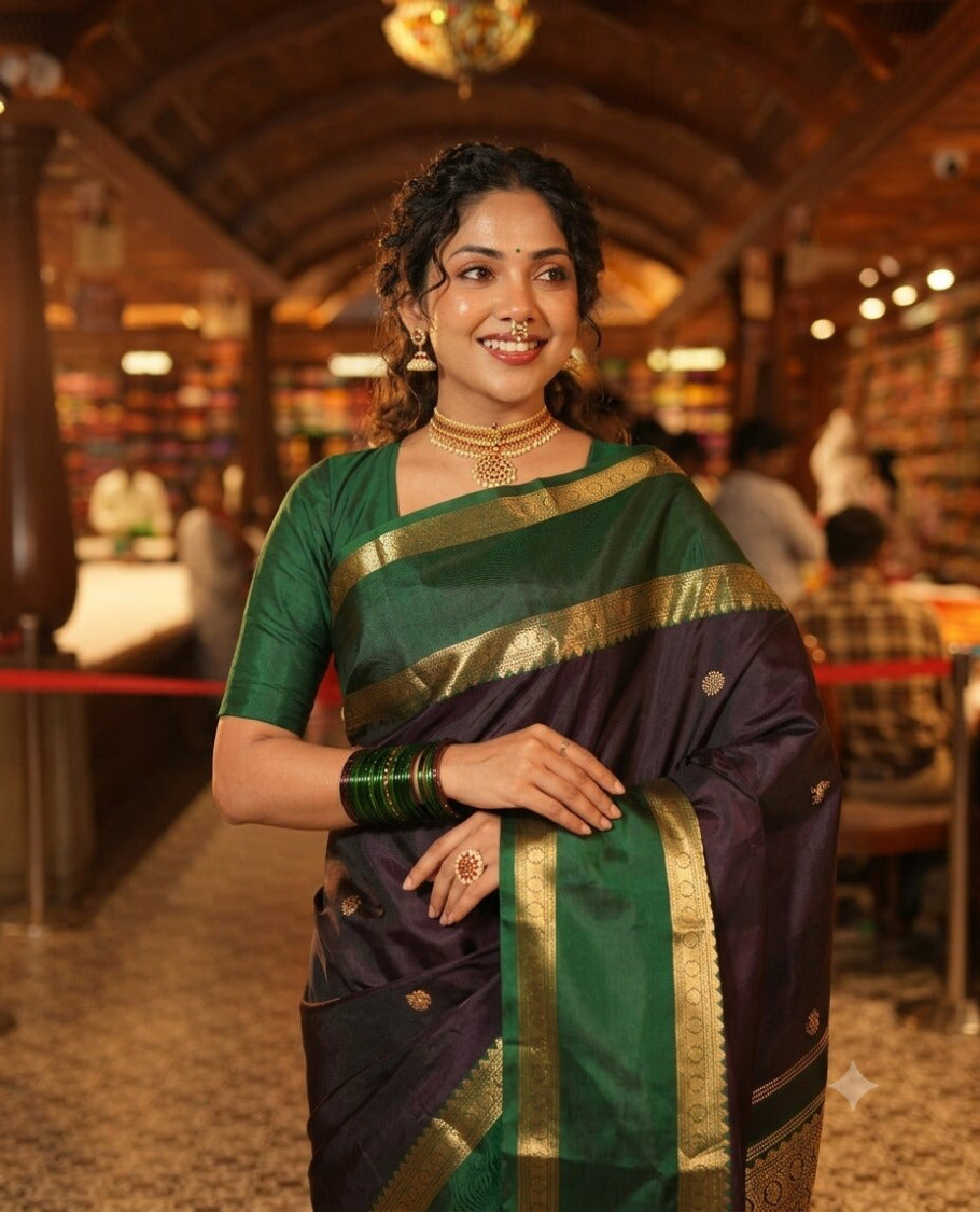 Purple Kanchipuram Chettinad Saree