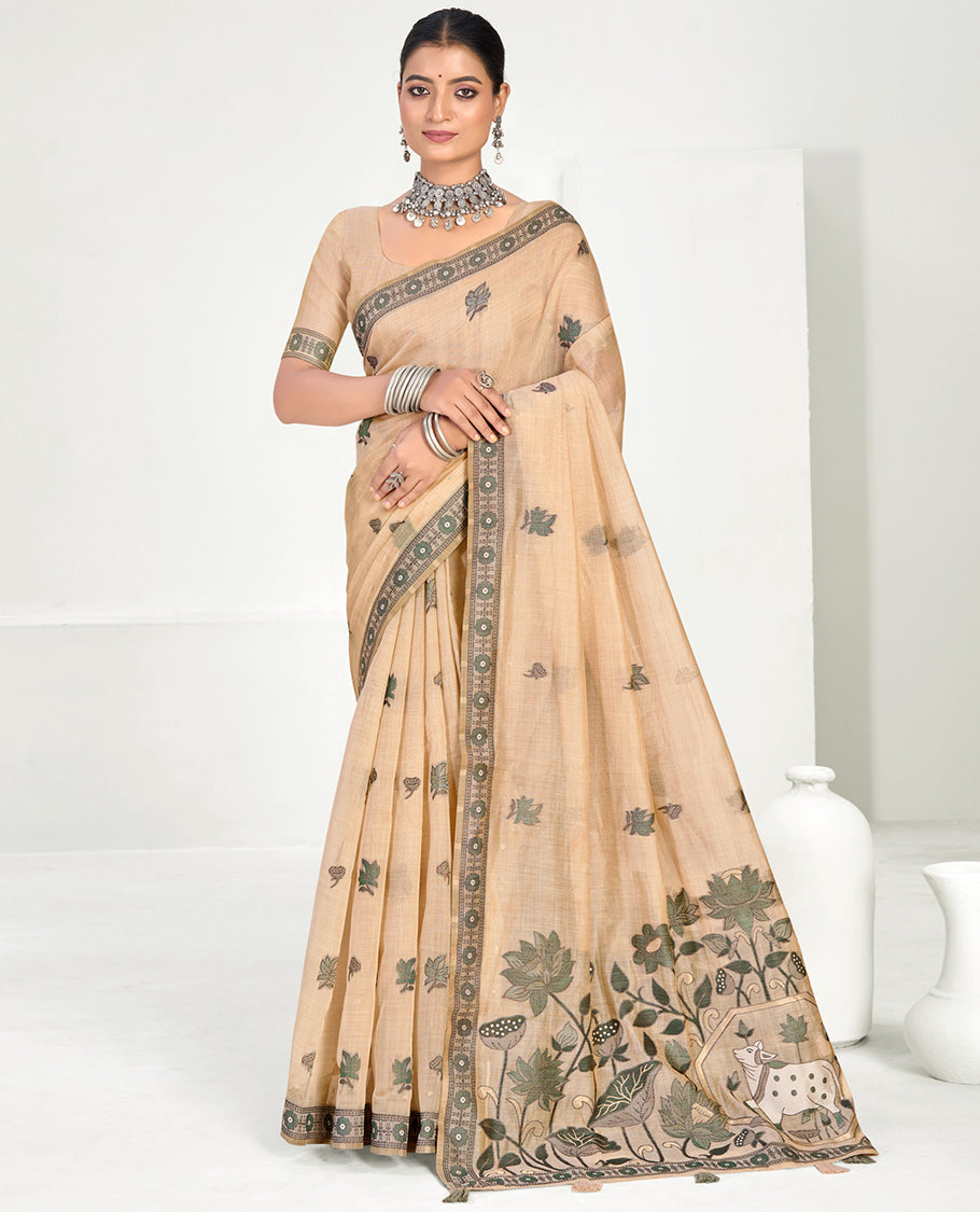 Sandal Linen Cotton Designer Catalog Saree