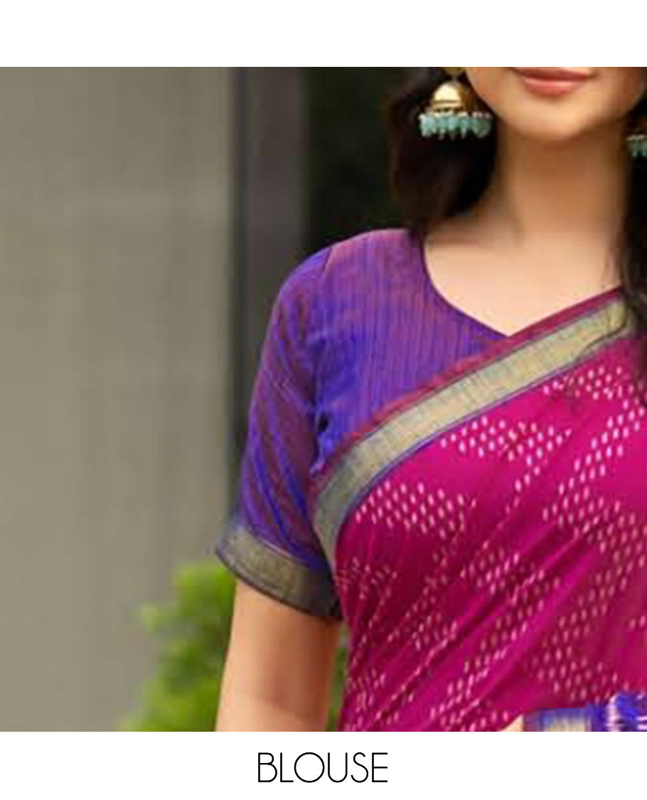 Pink Dobby Buttas Fancy Raw-Silk Designer Catalog Saree, a Contrast Geometric Border, a Contrast Blouse