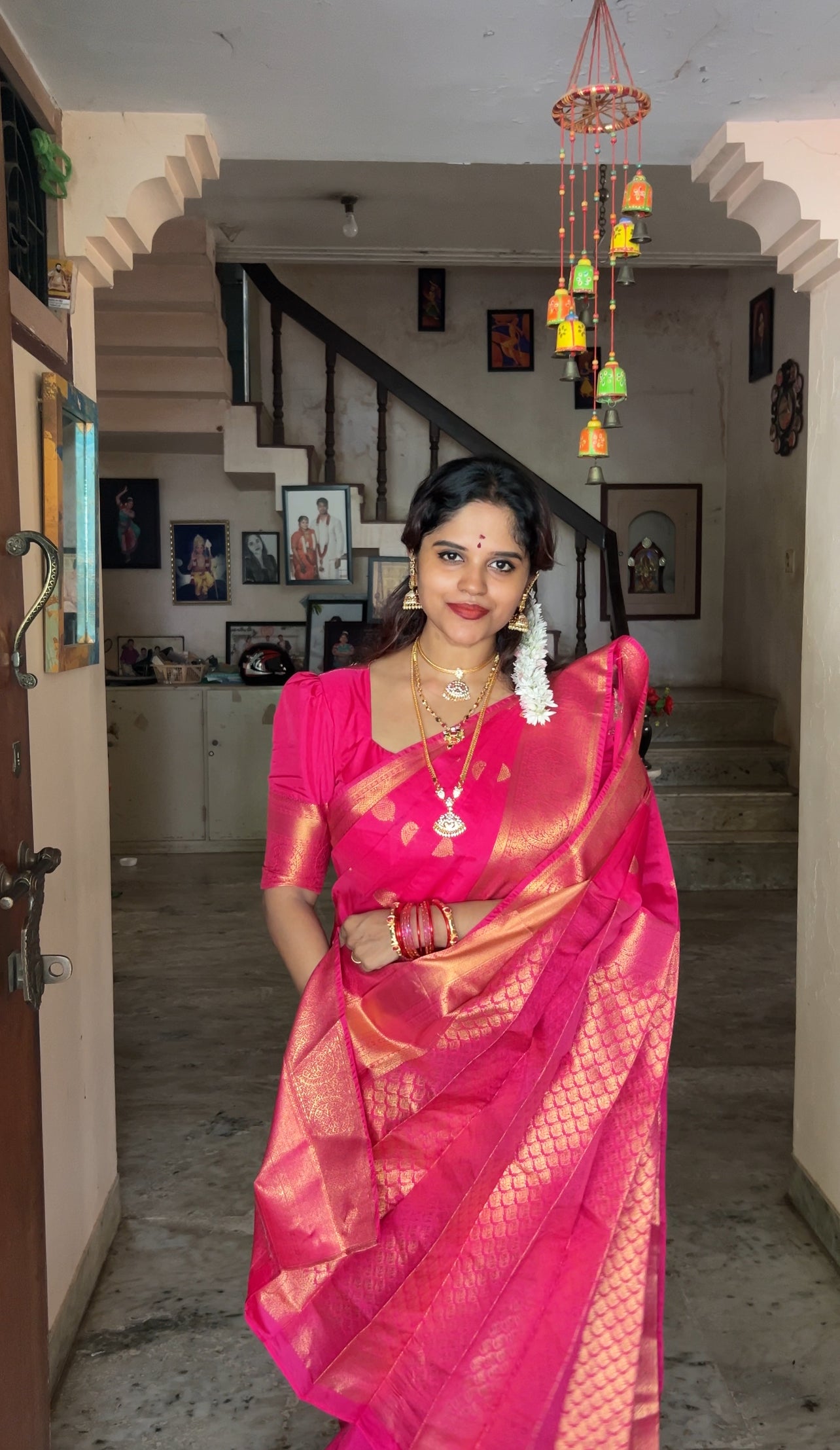 Pink Budget Silk Saree Bedecked with Paisley Buttas All Over Its Body, Highlighted by a Traditional Zari Design Border, Grand Pallu of Jaal Designs, and Paired with a Matching Blouse