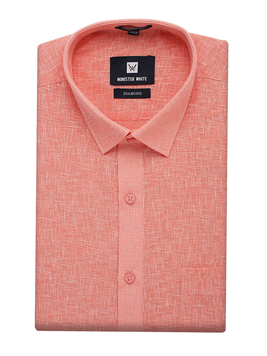 Mens Cotton Coral Colour Regular Fit Shirt Diamond by Minister White