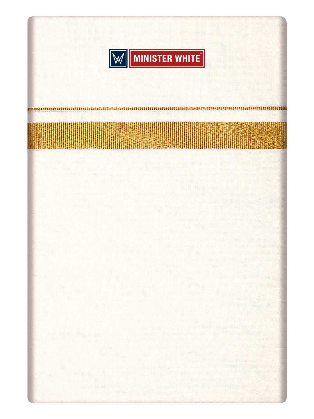Mens Cotton Cream Single Layered Dhoti with 1" Gold Jari Border - Ever Green