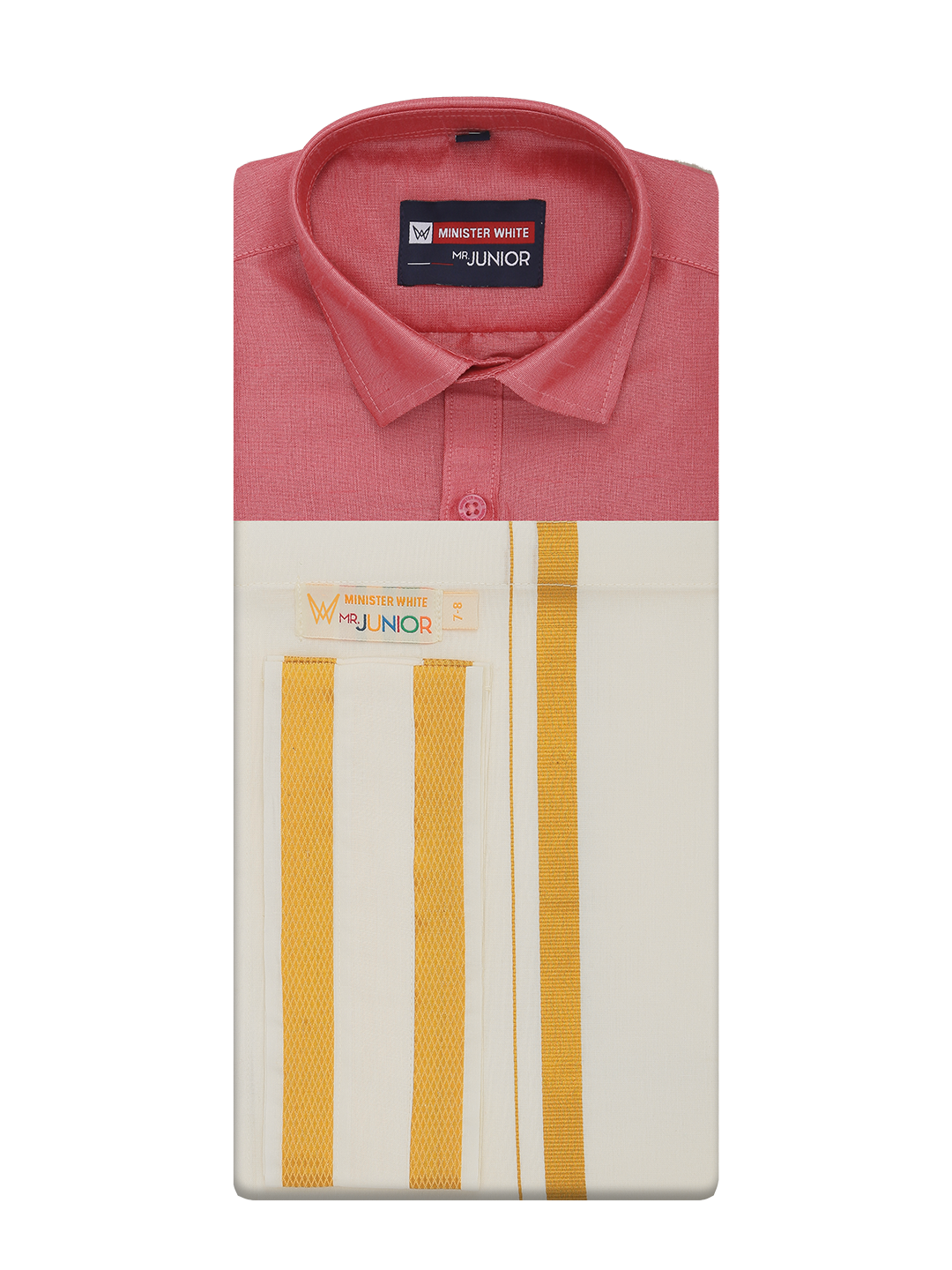 Boys Pink Color Half Sleeves Shirt with Gold Jari Flexi Dhoti Adorable Boy