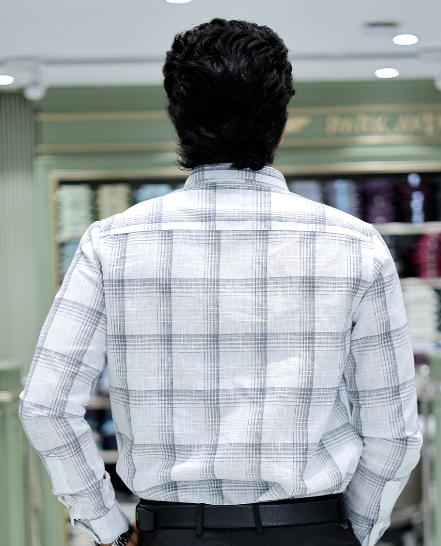 White Checked Cotton Casual Shirt