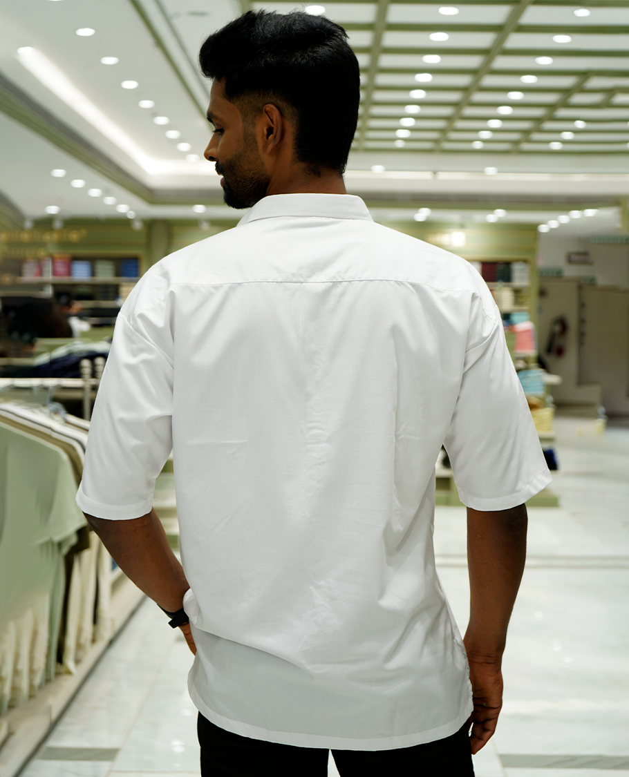 White Cotton-Blended Casual Shirt Features Floral Print, Full Sleeves, a Spread Collar, a Slim Fit, and a Regular Length