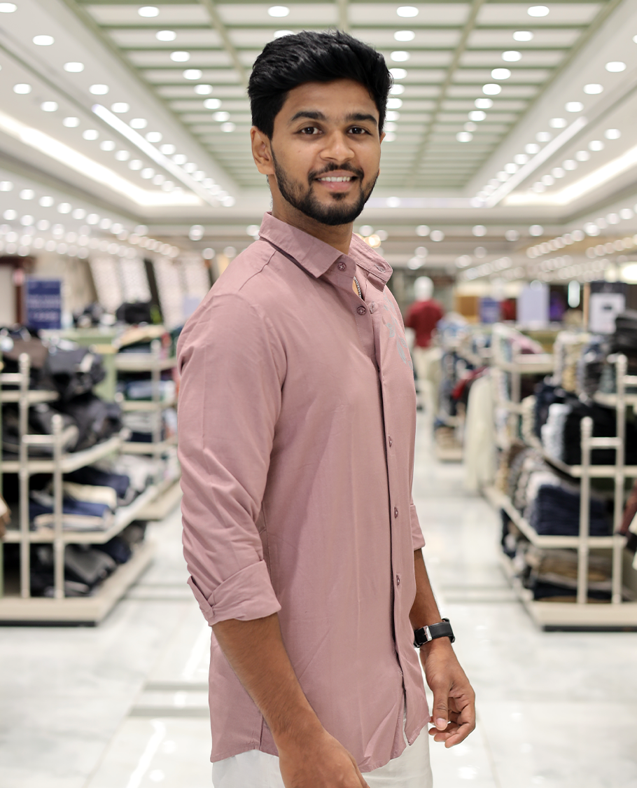 Pink Cotton-Blended Party Wear Shirt, Comes with Floral Print, Full Sleeves, a Spread Collar, a Slim Fit, and Regular Length