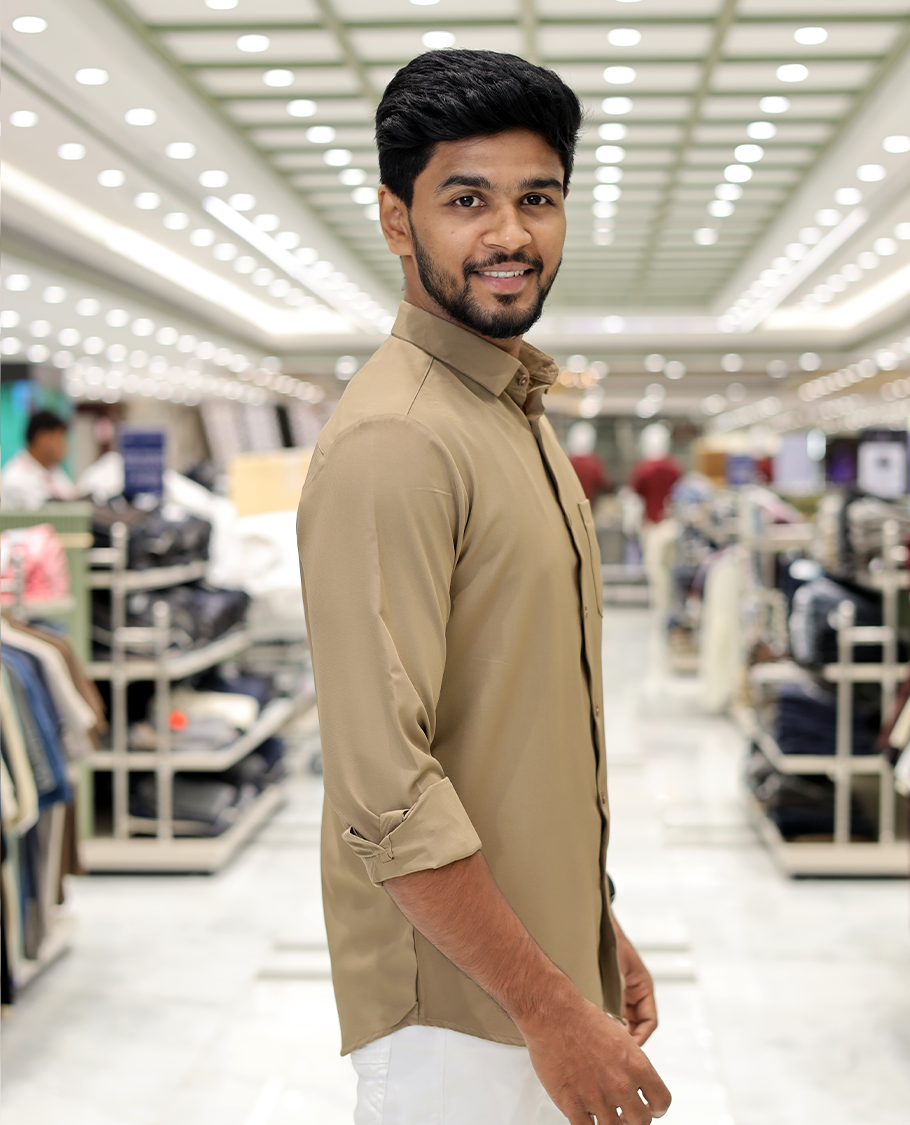 Biscuit Plain Cotton-Blended Casual Shirt, Comes with Full Sleeves, a Spread Collar, a Slim Fit, and Regular Length