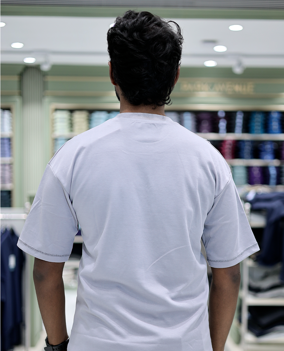 Grey Solid Cotton-Blended T-Shirt Features Half Sleeves, a Crew Neck, a Regular Fit, and a Regular Length