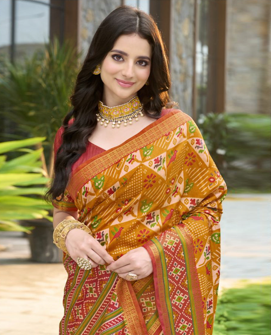 Mustard Fancy Raw Silk Designer Catalog Saree