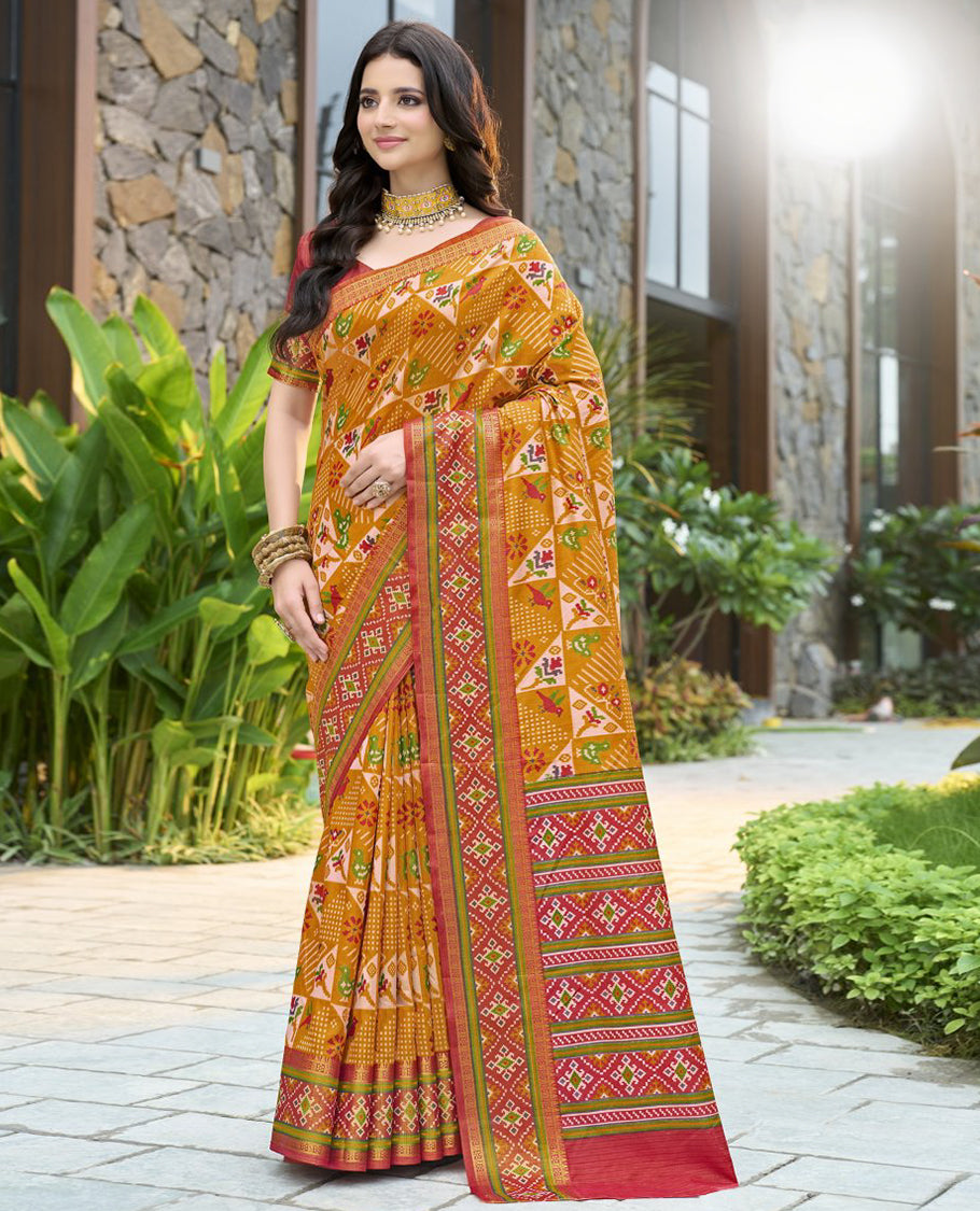 Mustard Fancy Raw Silk Designer Catalog Saree
