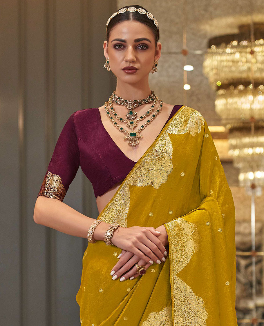 Mustrad buttas designer saree, peacock motifs border, and pallu of peacock and intricate designs