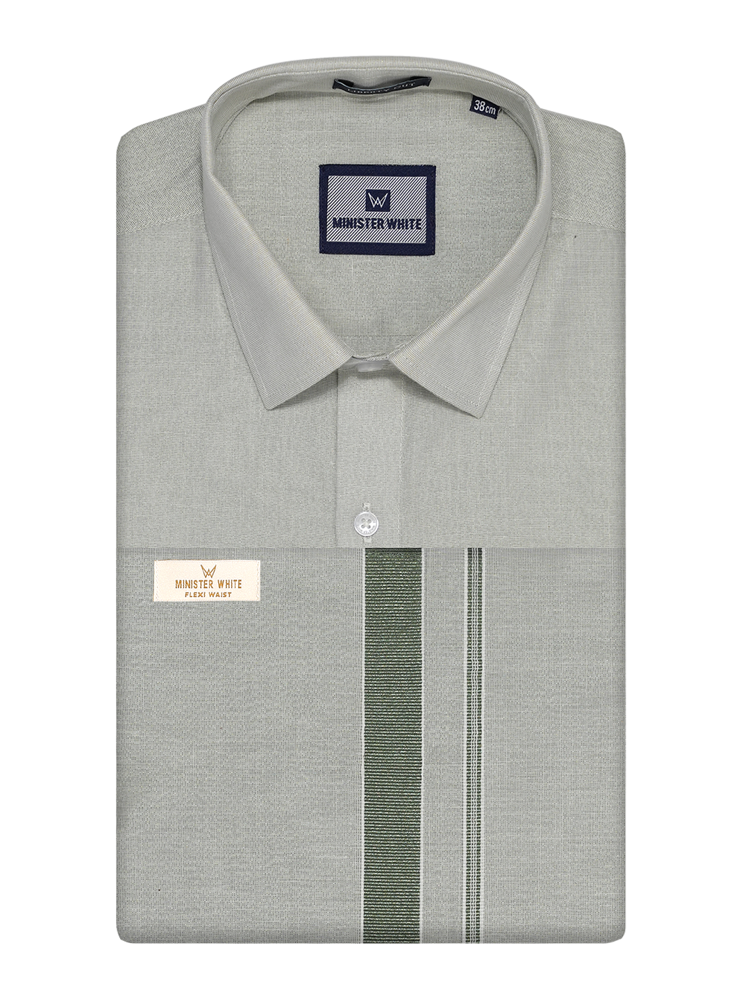 Men's Tissue Olive Green Color Flexi Dhoti Shirt Wedding Combo Maverick Flexi