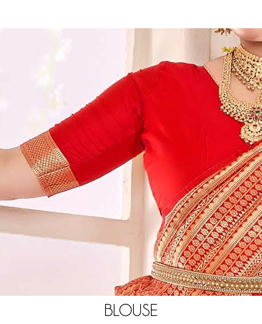 Red Jacquard Designer Catalog Saree