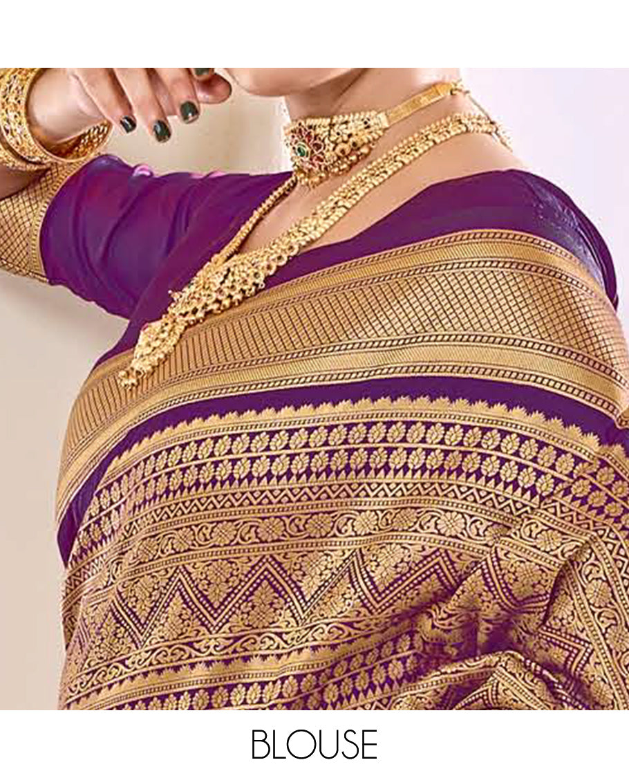 Purple Jacquard Designer Catalog Saree