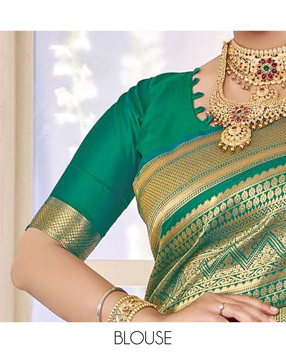 Green Jacquard Designer Catalog Saree