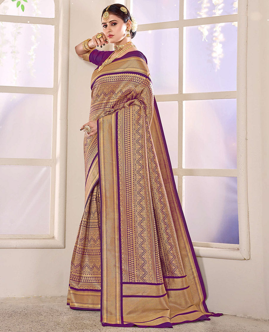 Purple Jacquard Designer Catalog Saree