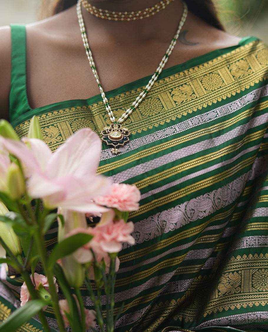 Green Vasundhara Lite-Silk Mix Saree
