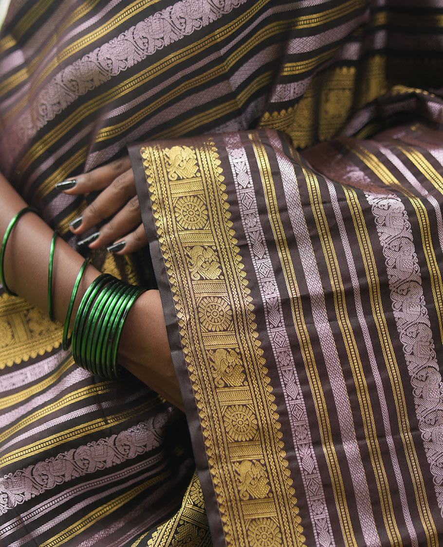 Coffee Brown Vasundhara Lite-Silk Mix Saree