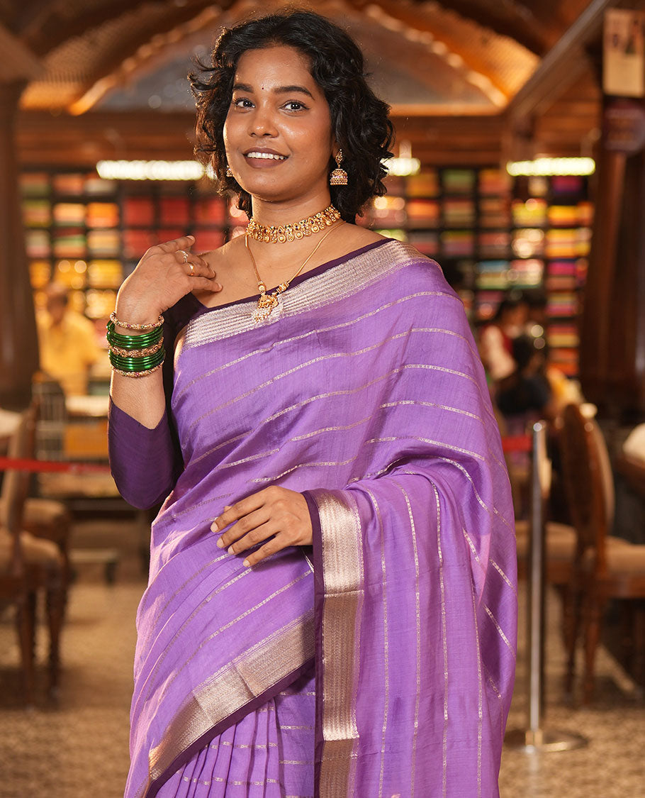 Lavender Assam Silk Saree