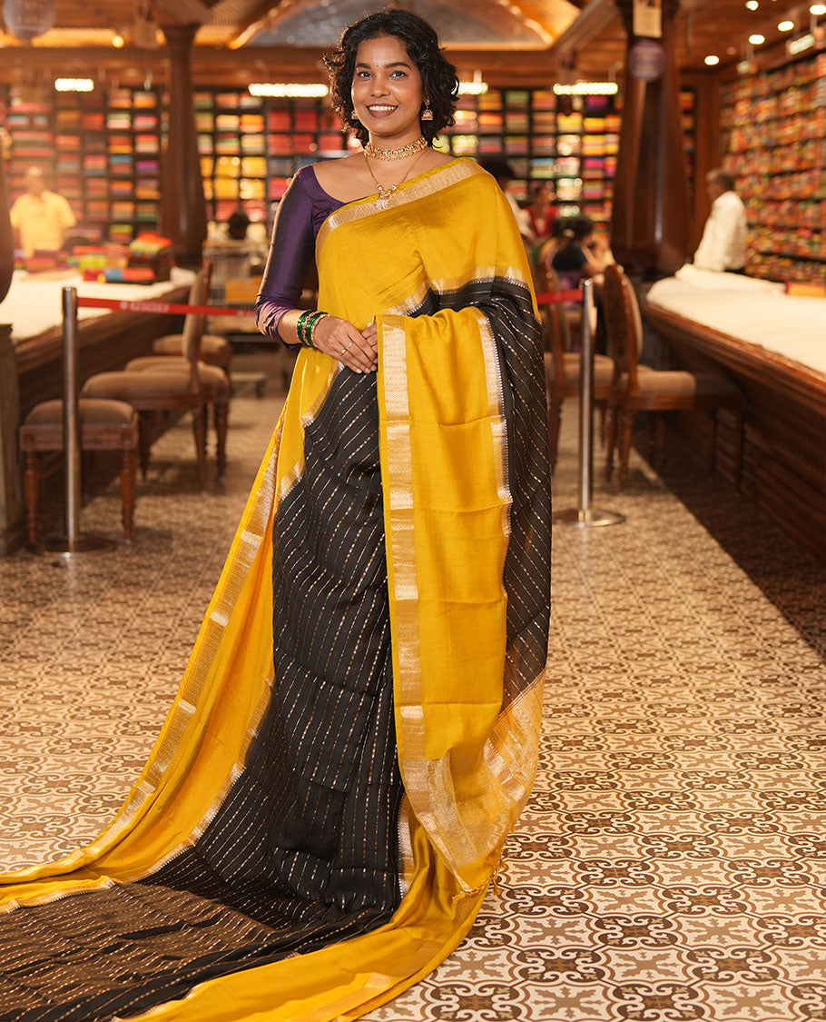 Black Assam Silk Saree