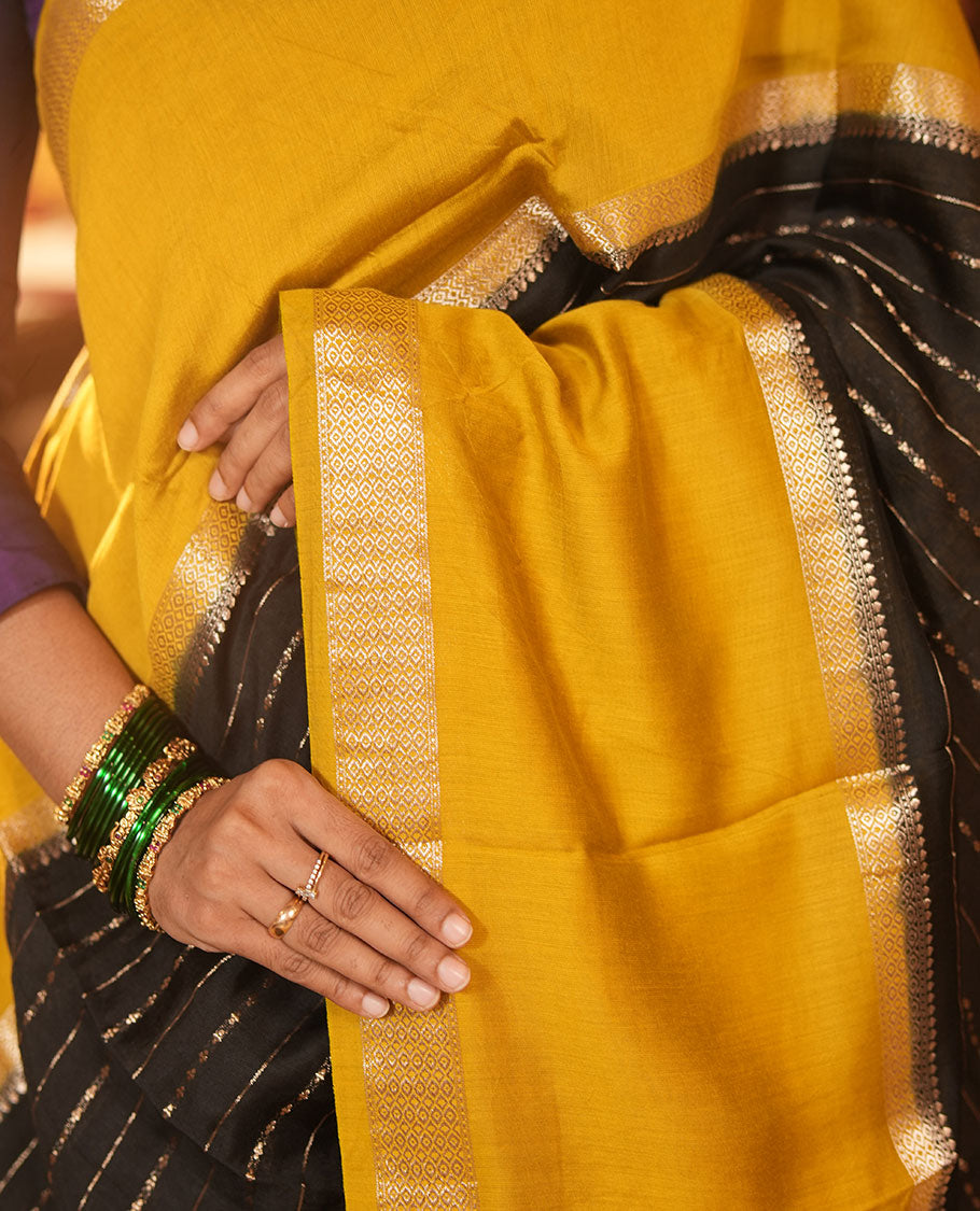 Black Assam Silk Saree