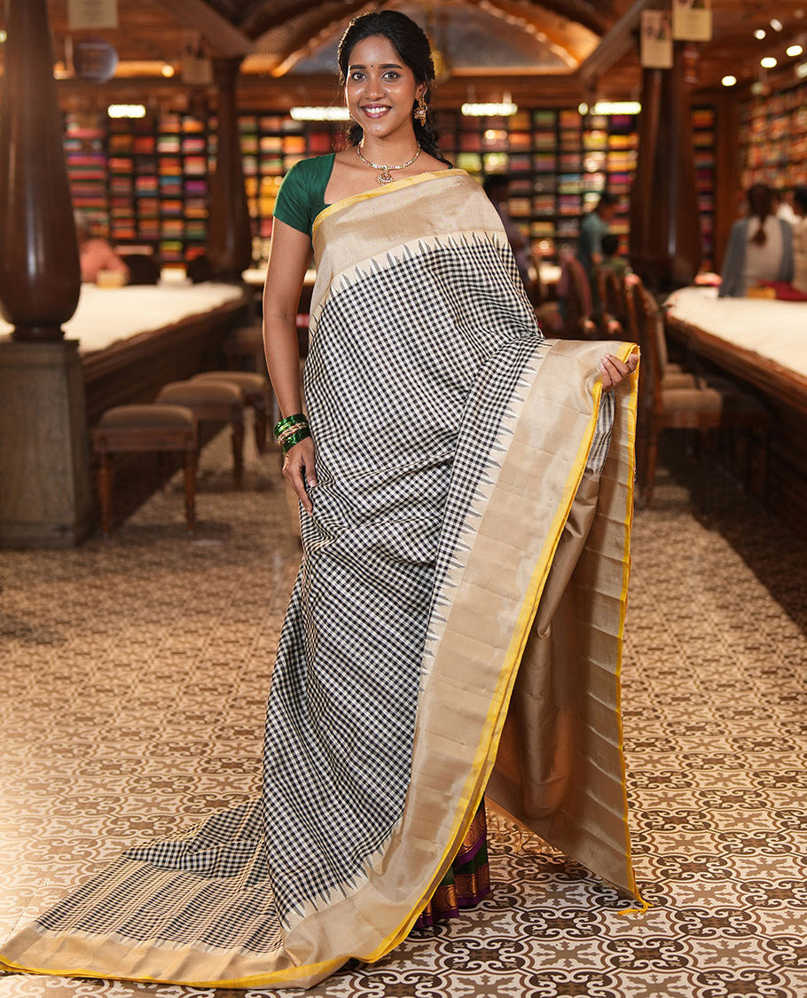 Black-White Gadwal Saree