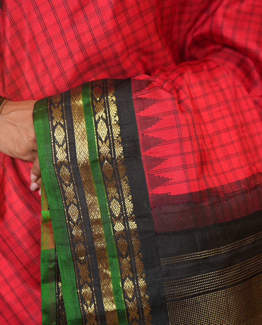 Red Gadwal Saree