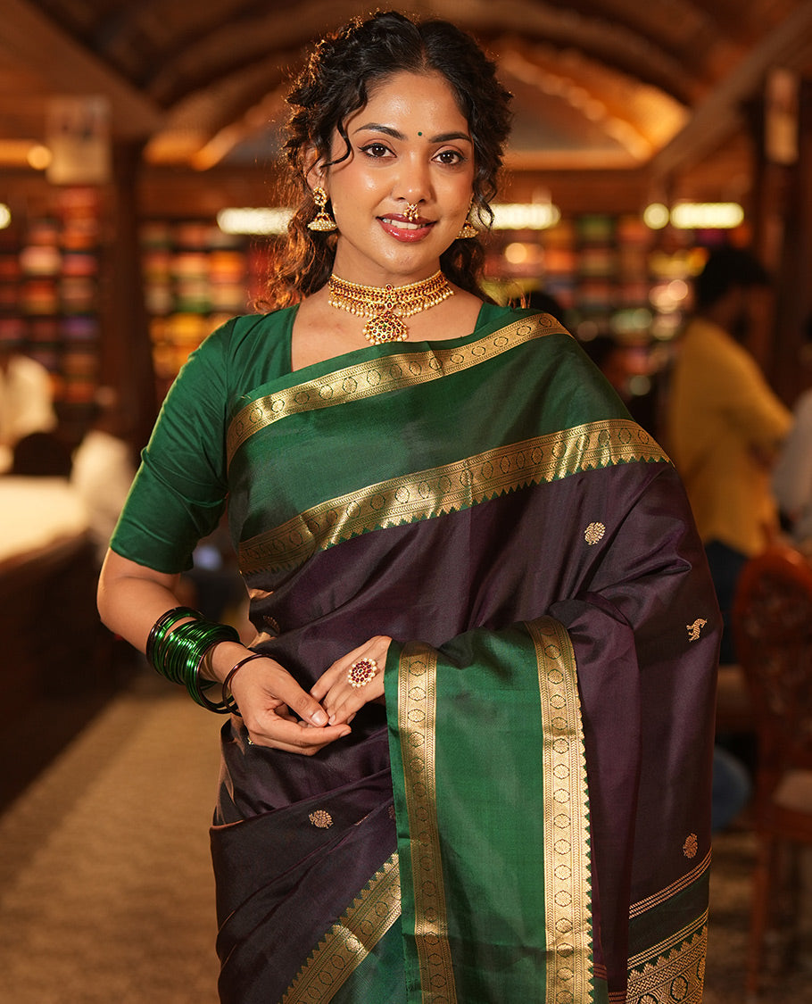 Wine Kanchipuram Chettinad Saree