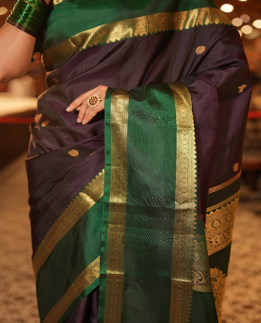Purple Kanchipuram Chettinad Saree