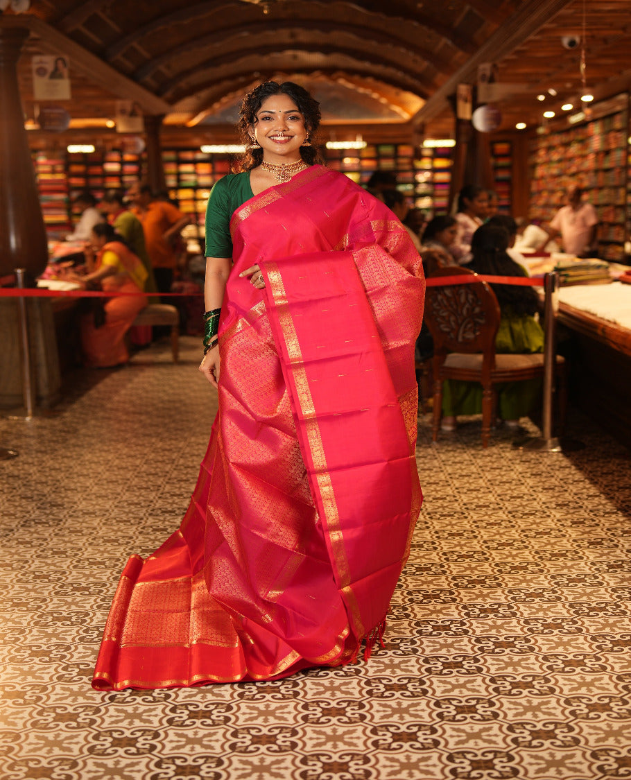 Pink Kanchipuram Chettinad Saree