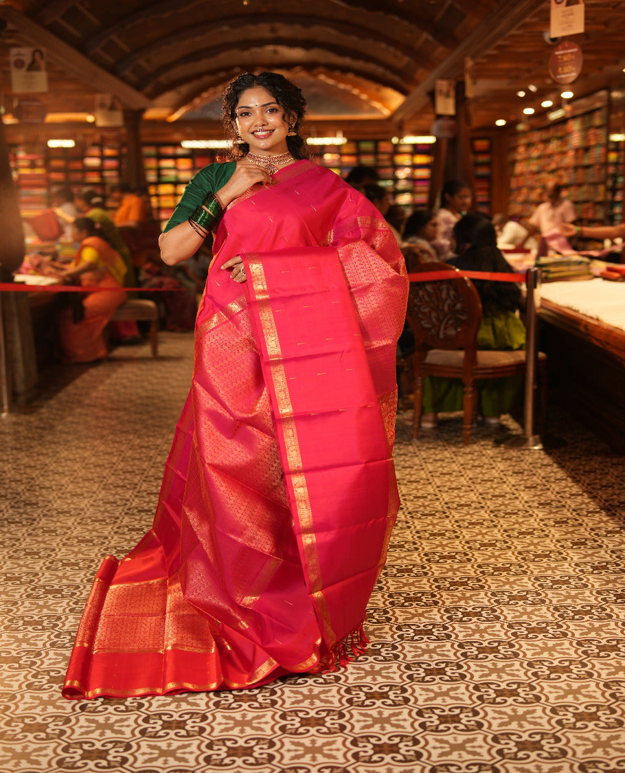 Pink Kanchipuram Chettinad Saree