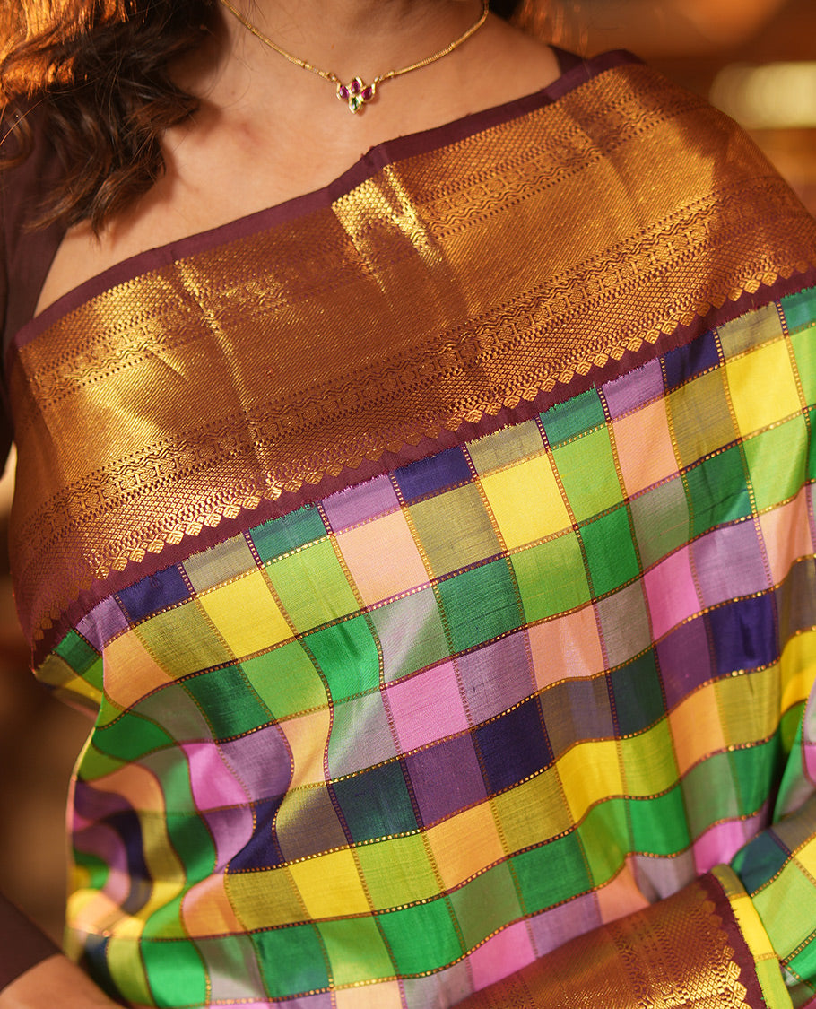 MultiColor Checks Saree
