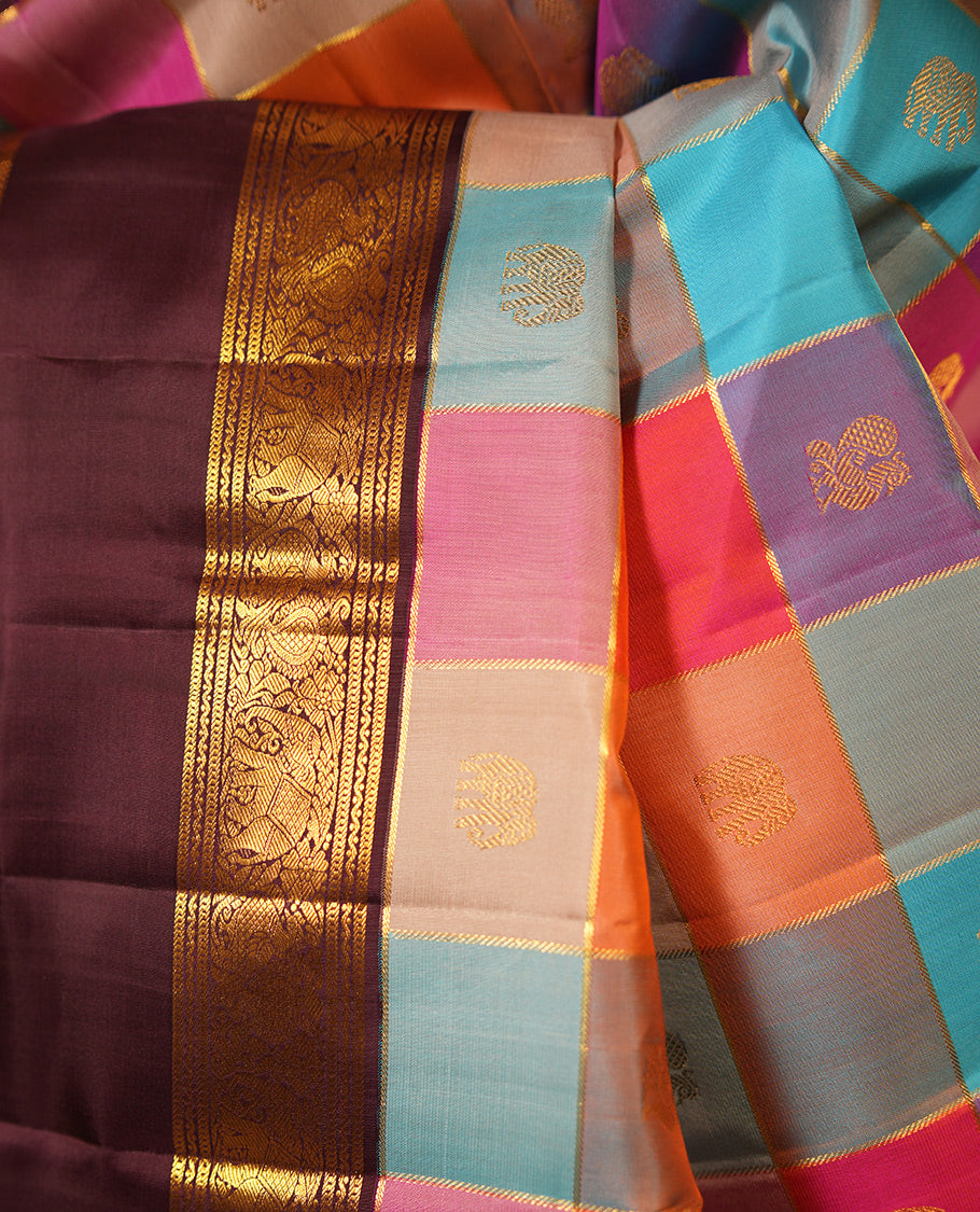 MultiColor Checks Silk Saree