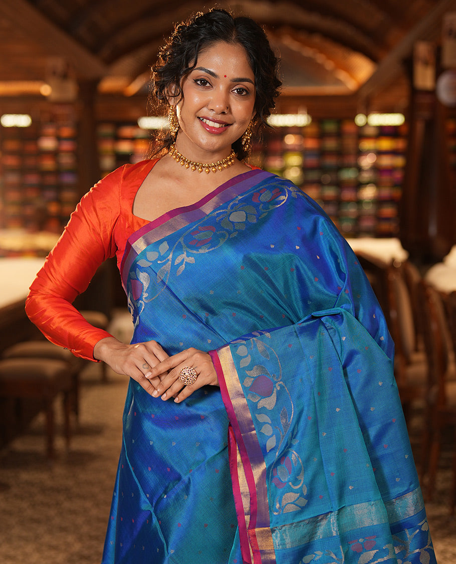 Blue Butta Uppada Silk Saree