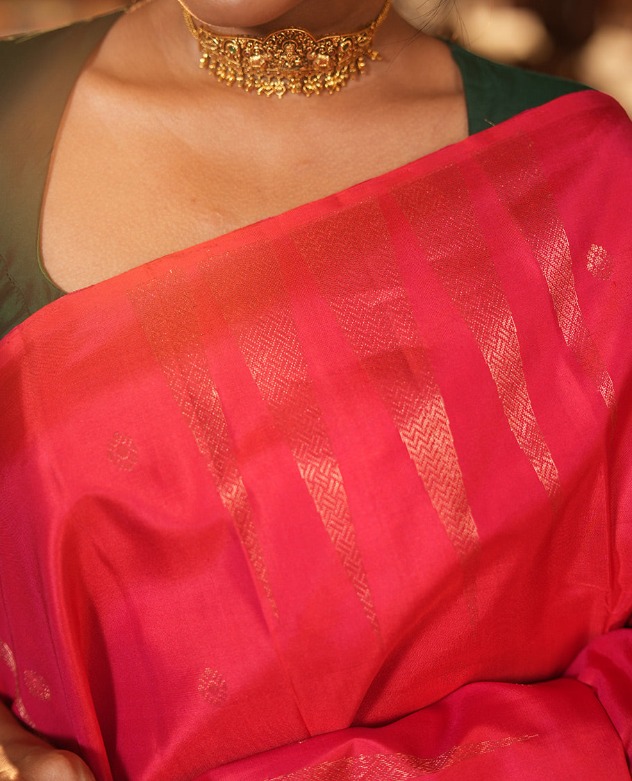 Borderless Red Mayuri Soft Silk Saree